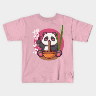 Panda eating Chinese food Kids T-Shirt